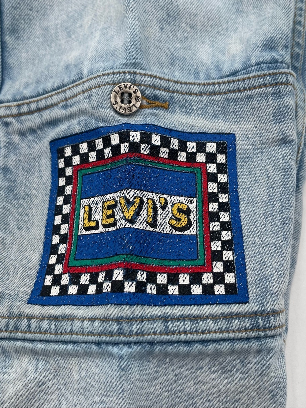 Vintage 80s 90s Little Levis Denim Jeans Kids Toddler Size 3T Cargo Checkered - Picture 6 of 12